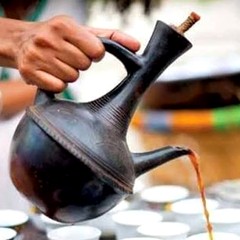 Jebena coffee being poured